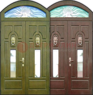 Стальная арочная дверь со стеклом ДА-17 для монолитного дома в Балашихе