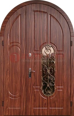 Арочная двухстворчатая стальная дверь Винорит ДА-54 в Балашихе