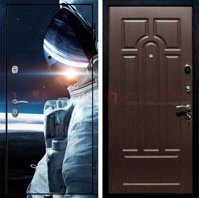 Стальная дверь с фотопечатью космонавта ДФ-4 в Балашихе