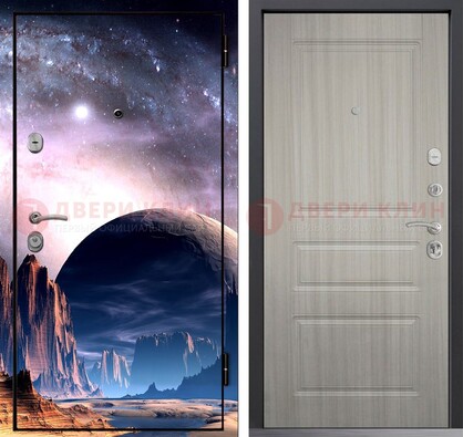 Железная дверь с фотопечатью космоса и планеты ДФ-50 в Балашихе