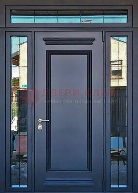 Черная металлическая дверь с фрамугой и филенкой ДФГ-19 в Балашихе