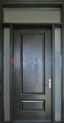 Черная металлическая дверь с фрамугами и стеклом ДФГ-24 в Балашихе