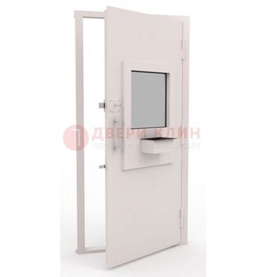 Белая металлическая дверь в кассу с нитроэмалью ДКС-4 в Балашихе