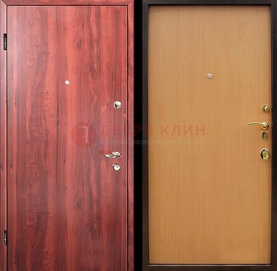 Красная железная дверь с ламинатом ДЛ-3 в Балашихе