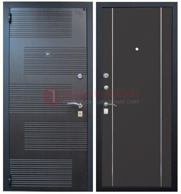 Темная металлическая дверь с МДФ ДМ-105 в деревянный дом в Балашихе