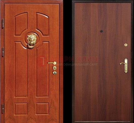 Оранжевая стальная дверь с МДФ ламинат внутри ДМ-18 в квартиру в Балашихе