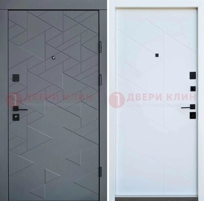 Серая металлическая дверь МДФ с узором  ДМ-224 в Балашихе