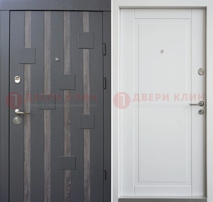 Темная металлическая дверь c белом МДФ внутри ДМ-231 в Балашихе