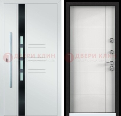 Металлическая дверь в белом цвете с МДФ ДМ-323 в Балашихе