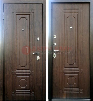 Коричневая металлическая дверь с МДФ ДМ-32 на дачу в Балашихе