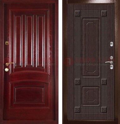 Красная стальная дверь с филенчатой МДФ ДМ-398 в Балашихе
