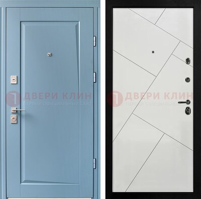 Синяя железная дверь с МДФ панелями ДМ-491 в Балашихе
