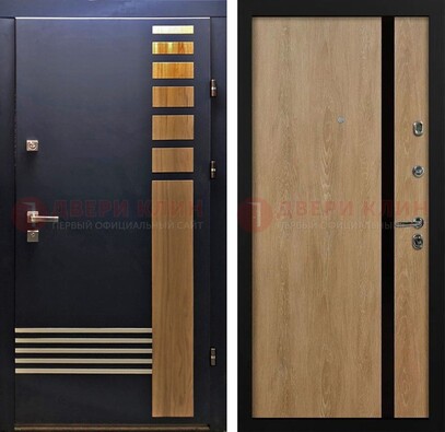 Черная металлическая дверь с МДФ хайтек ДМ-513 в Балашихе