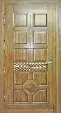 Светлая стальная дверь с массивом дуба и узором ДМД-63 в Балашихе