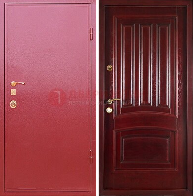 Красная металлическая дверь с порошковым напылением ДП-165 в Балашихе