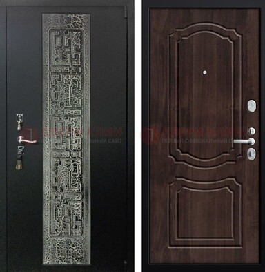 Темная входная дверь с порошковым покрытием и МДФ внутри ДП-224 в Балашихе
