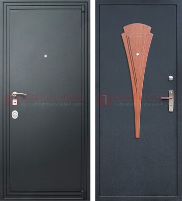 Черная железная дверь с порошковым покрытием и накладкой МДФ внутри ДП-245 в Балашихе
