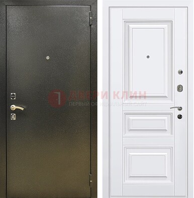 Железная темно-серая дверь с порошковым напылением и белой МДФ ДП-274 в Балашихе