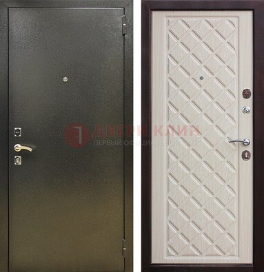 Темно-серая железная дверь с порошковым покрытием и филенчатой МДФ ДП-289 в Балашихе