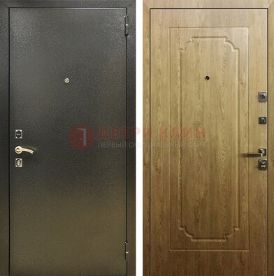 Темно-серая входная дверь с порошковым покрытием и МДФ Золотой дуб ДП-291 в Балашихе