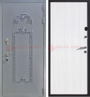 Серая входная дверь с порошковым покрытием ДП-67 в Балашихе