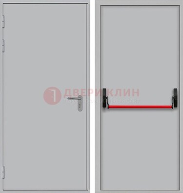 Белая металлическая противопожарная дверь с длинной ручкой ДПП-14 в Балашихе