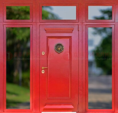 Красная парадная дверь для частного дома ДПР-88 в Балашихе