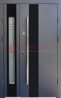 Серая стальная дверь со стеклом ДС-11 в Балашихе