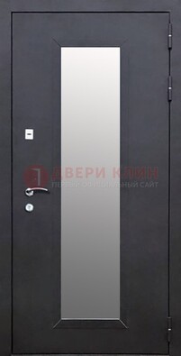 Черная стальная дверь порошок со стеклом ДС-33 в Балашихе