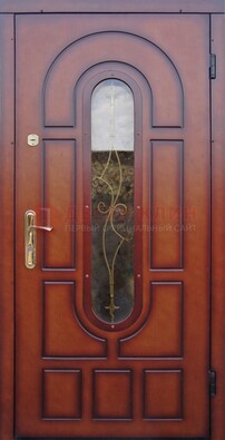 Яркая металлическая дверь Винорит со стеклом и ковкой ДСК-268 в Балашихе