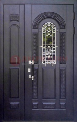 Входная дверь Винорит со стеклом и ковкой с узором ДСК-270 в Балашихе