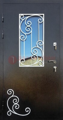 Входная дверь Порошок со стеклом и ковкой ДСК-278 в Балашихе