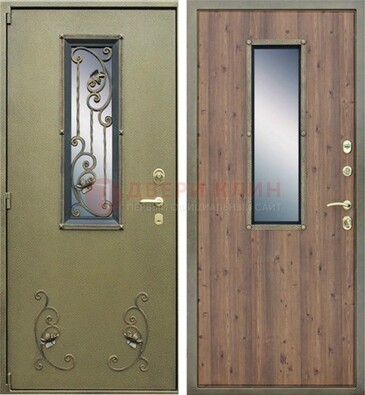 Офисная железная дверь со стеклом и ковкой ДСК-44 в Балашихе