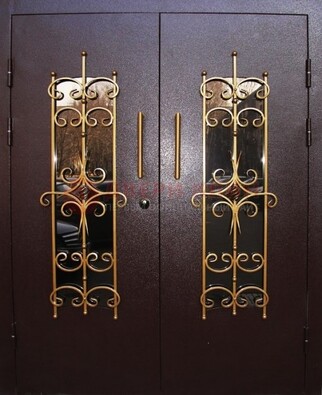 Металлическая дверь с ковкой и остеклением ДСК-49 в Балашихе