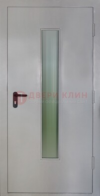 Белая металлическая противопожарная дверь со стеклянной вставкой ДТ-2 в Балашихе