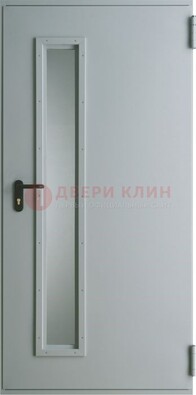 Белая железная противопожарная дверь со вставкой из стекла ДТ-9 Кириши