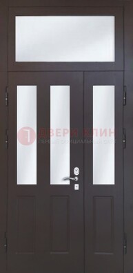 Черная тамбурная дверь со стеклянными вставками ДТМ-38 в Балашихе
