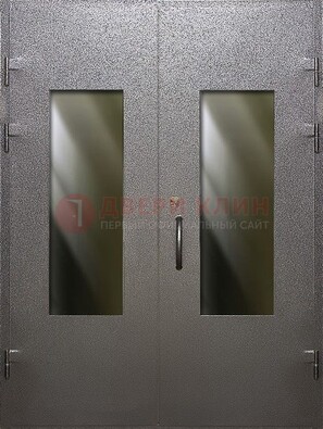 Серая тамбурная дверь со стеклянными вставками ДТМ-8 в Балашихе
