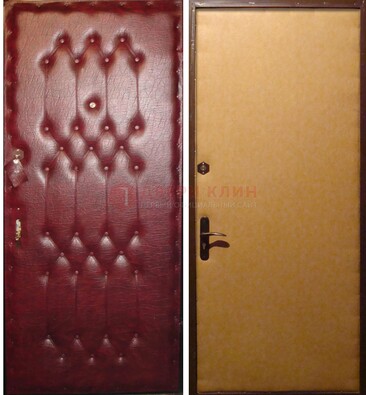 Бордовая металлическая дверь с винилискожей ДВ-1 в Балашихе