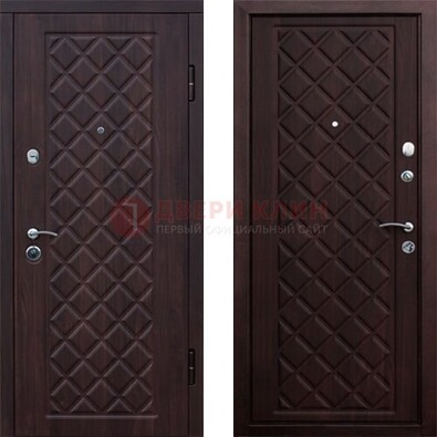 Коричневая металлическая дверь с МДФ с двух сторон ДМ-1555 в Балашихе