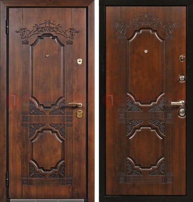Коричневая железная дверь с виноритом и узором ДВТ-211 в Балашихе