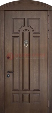 Коричневая стальная дверь с виноритом в форме арки ДВТ-237 в Балашихе