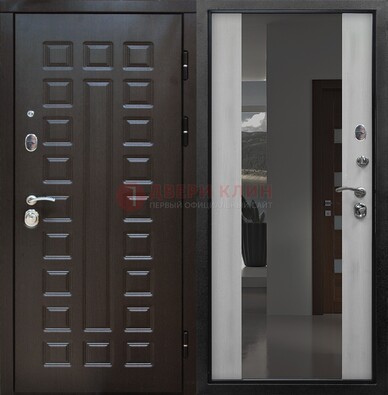 Коричневая металлическая дверь с зеркалом ДЗ-22 в Балашихе