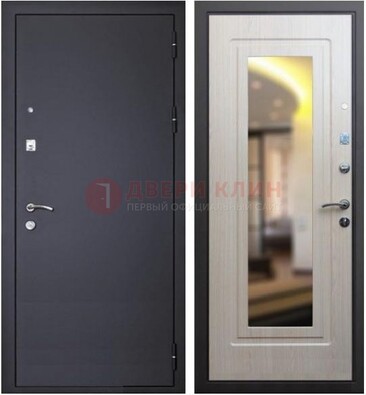 Черная металлическая дверь с зеркалом ДЗ-26 в Балашихе