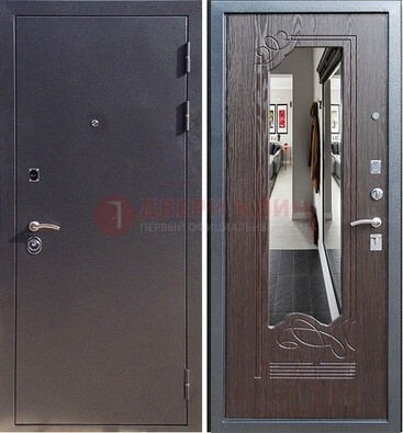 Черная входная дверь с зеркалом МДФ внутри ДЗ-29 в Балашихе