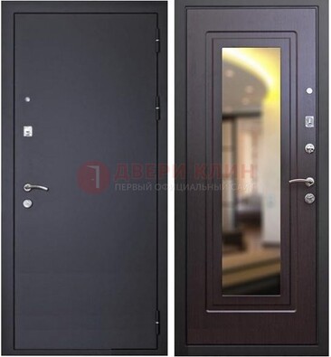 Черная железная дверь с зеркалом ДЗ-30 в Балашихе