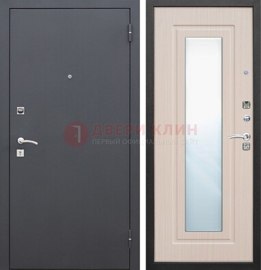 Черная входная дверь с зеркалом МДФ внутри ДЗ-31 в Балашихе
