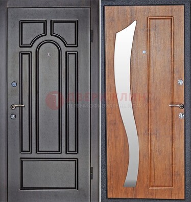 Темная железная дверь с зеркалом ДЗ-35 в Балашихе