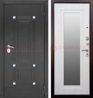 Стальная черная дверь МДФ с зеркалом ДЗ-76 в Балашихе