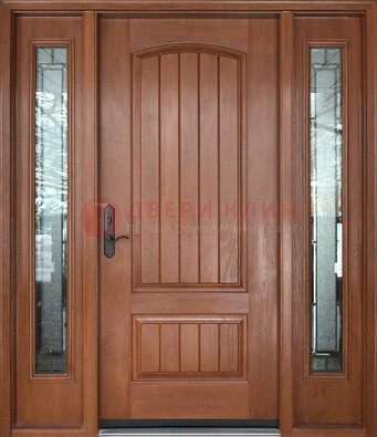 Стальная дверь с массивом дуба и витражом для дома ВЖ-17 в Балашихе